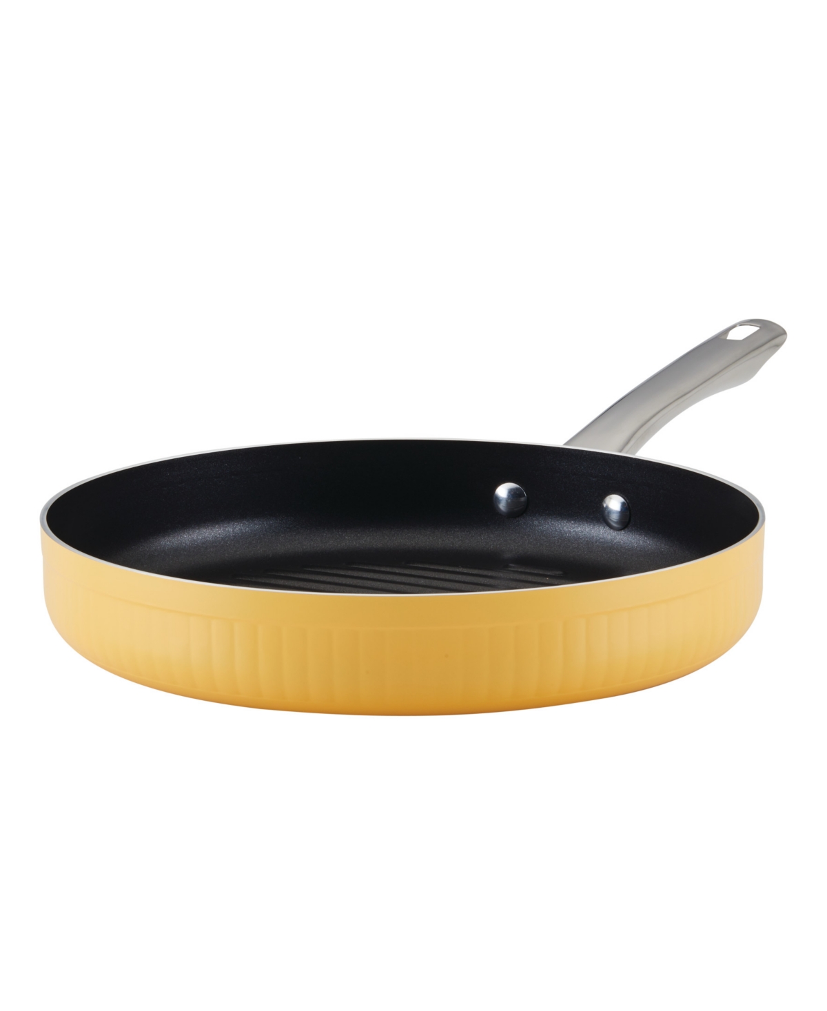 Farberware Style Aluminum Nonstick 11.25" Cookware Deep Round Grill Pan In Yellow