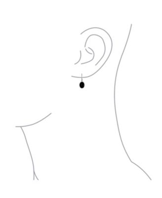 Classic Elegant Black Onyx Bezel Set Oval Cabochon Drop Earrings Sterling Silver Wire Fish Hook