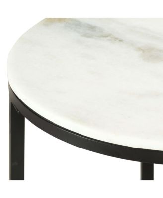 Coffee Table White and Black ˜19.7" Real Solid Marble