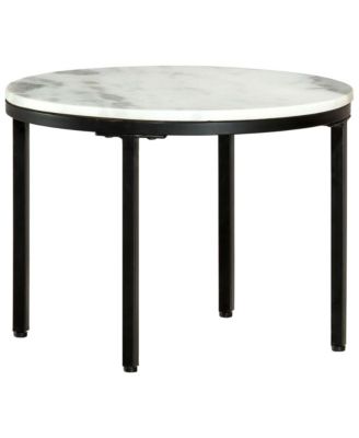 Coffee Table White and Black ˜19.7" Real Solid Marble