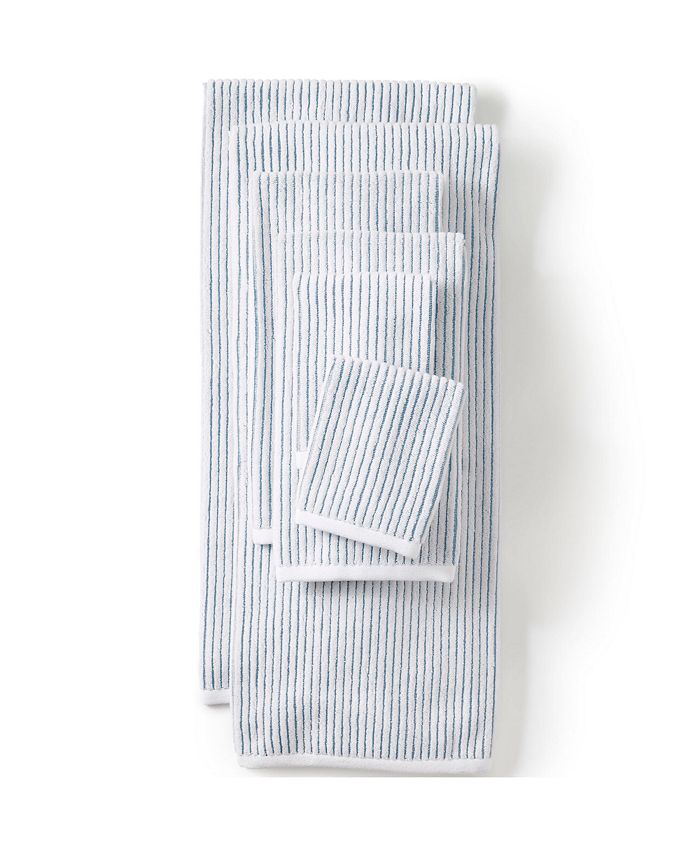 Lands' End Cotton Textured Stripe Hand Towel Macy's