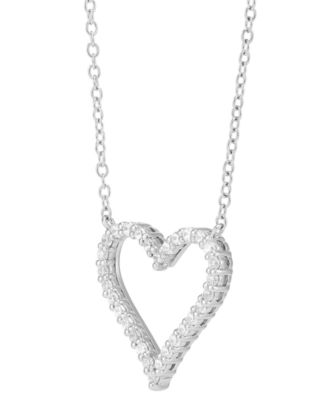 Diamond Heart 18" Pendant Necklace (1/4 ct. t.w.) in Sterling Silver
