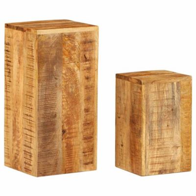 Plant Stand Set of 2 Natural Mango Wood Solid Mango Wood