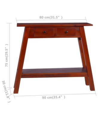 Console Table Classical Brown 35.4"x11.8"x29.5" Solid Mahogany Wood