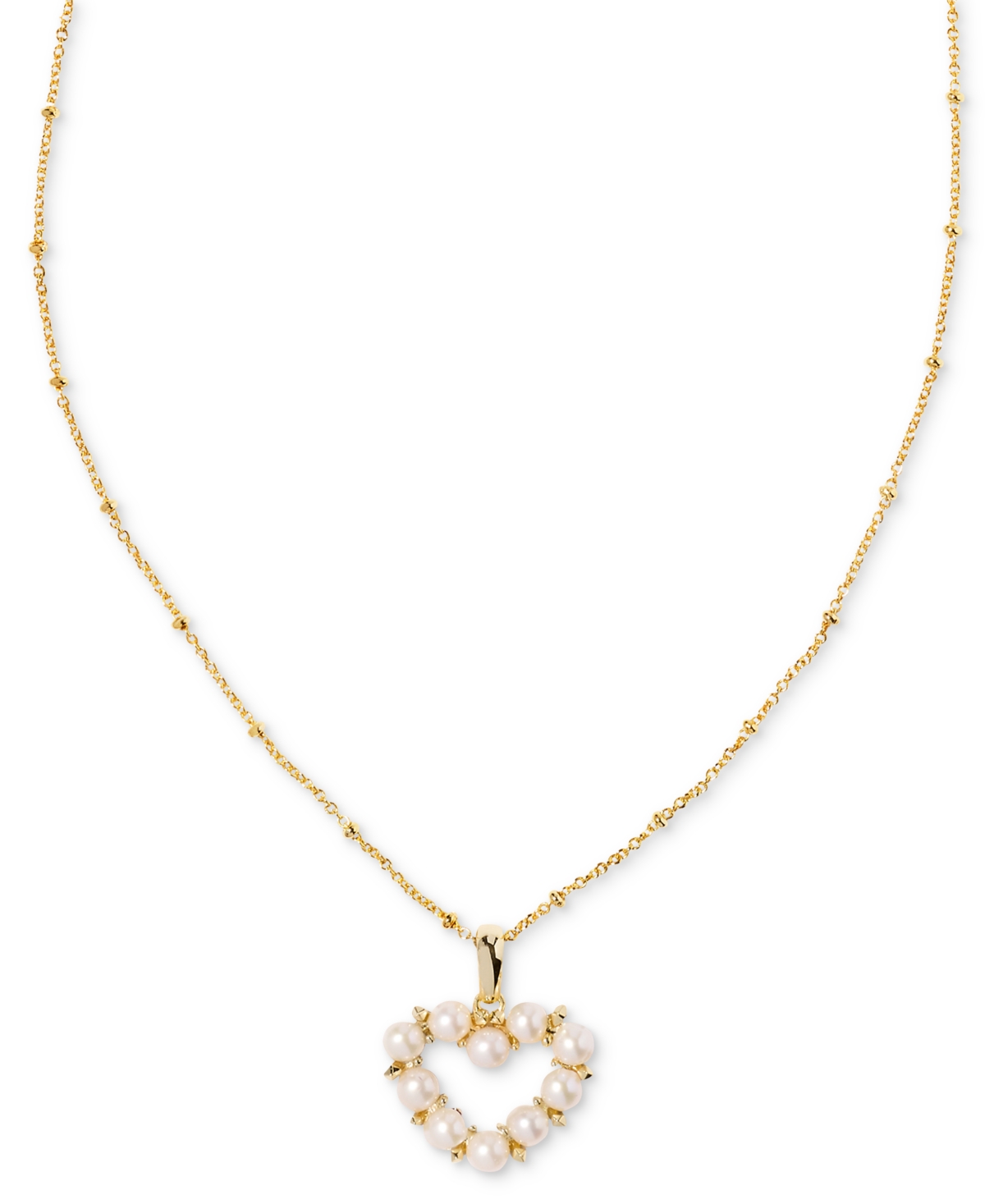 Kendra Scott Gold-tone Ashton Heart Short Pendant Necklace, 16" + 3" Extender In White Pearl