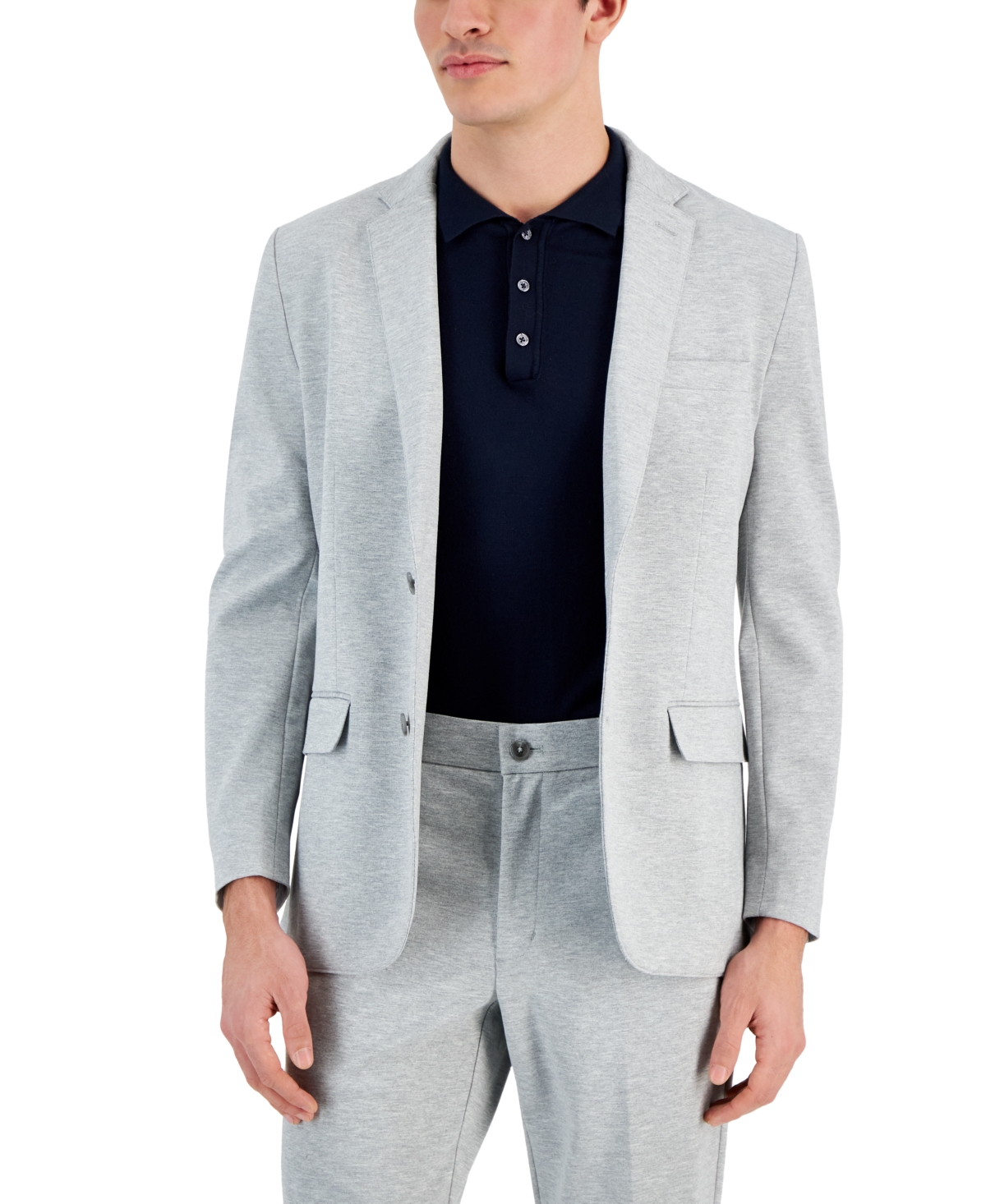 Shop Alfani Men's Modern-fit Stretch Heathered Knit Suit Jacket, Created For Macy's In Casual Grey Heaher