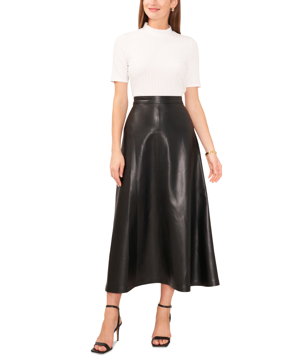 Vince Camuto Women's Faux-Leather Seamed Maxi Skirt