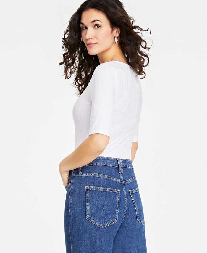 On 34th Women's Knit ElbowSleeve Bodysuit, Created for Macy's Macy's