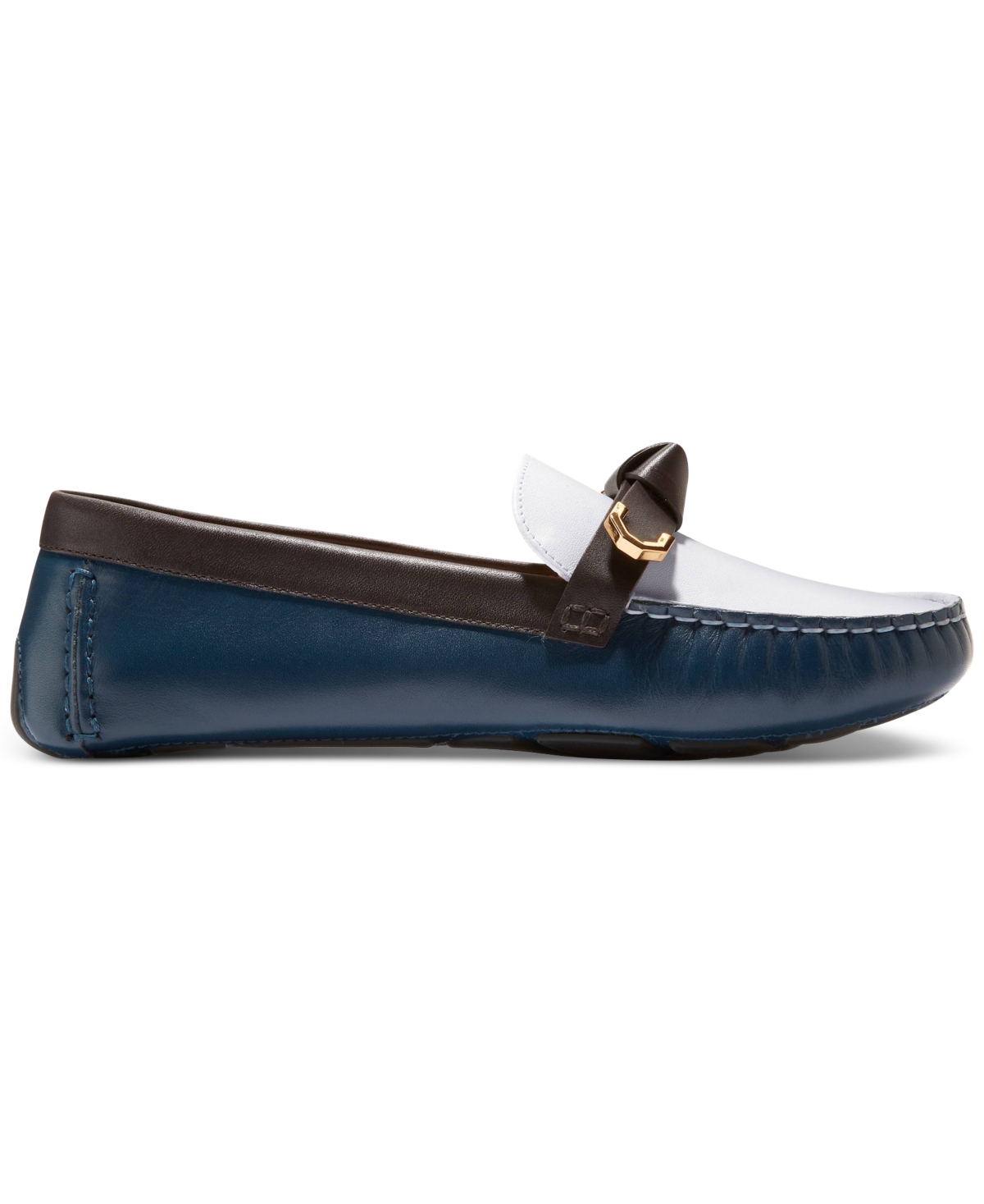 Shop Cole Haan Women's Evelyn Bow Driver Loafers In Ivory,dark Chocolate,blue Wing Teal Le