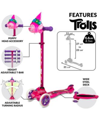 Trolls Kick Scooter For Kids By Featuring Poppy Or Barb From The Trolls World Tour Movie (Size: One Size)