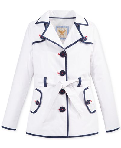 Tommy Hilfiger Girls' Piped Trench Coat