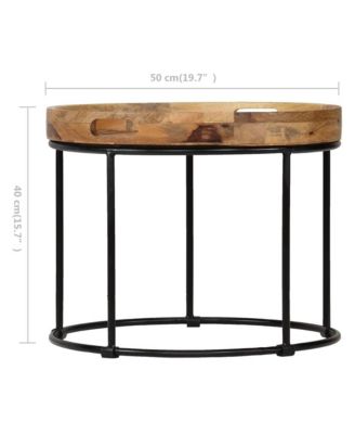 Coffee Table Solid Mange Wood and Steel 19.7"x15.7"