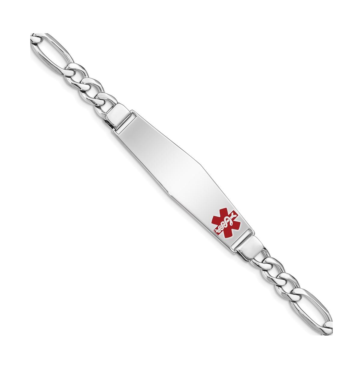 Sterling Silver Rhodium-plated Medical Id Figaro Link Bracelet - Silver