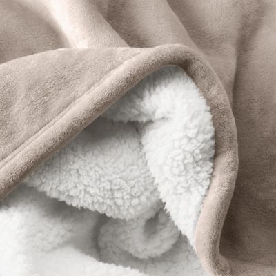 Sherpa Reversible Plush Fleece & Faux Shearling Blanket, Throw