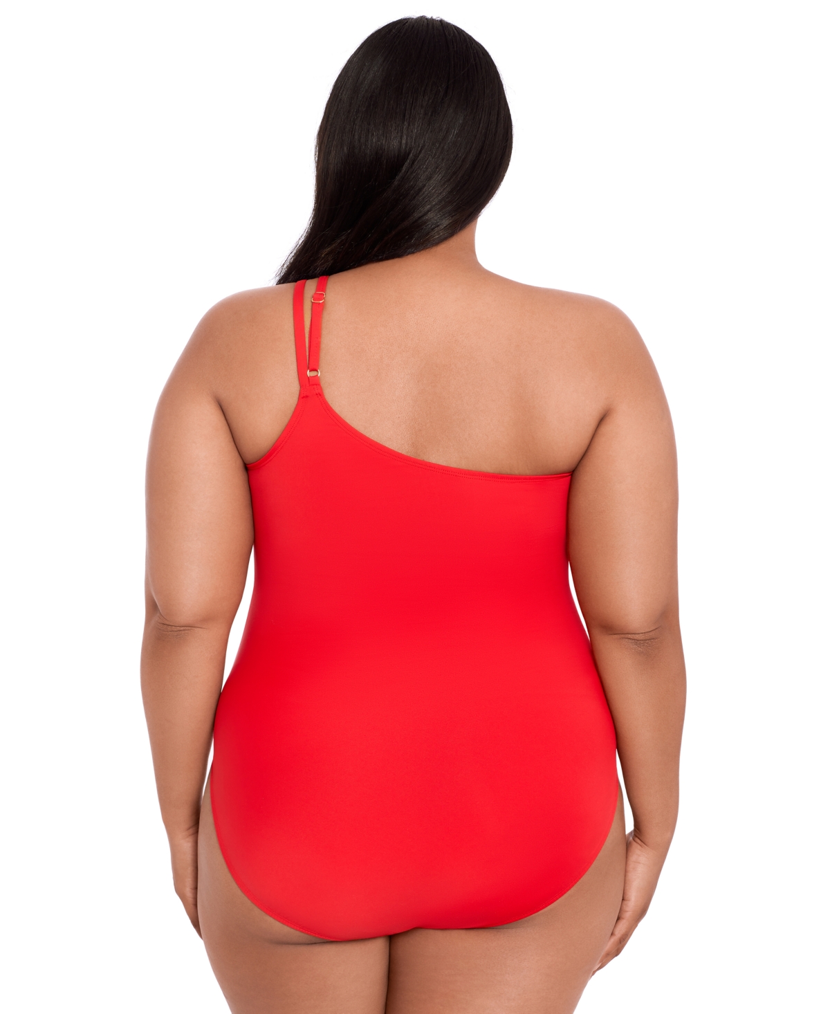 Shop Lauren Ralph Lauren Plus Size Asymmetric One-piece Swimsuit In Red