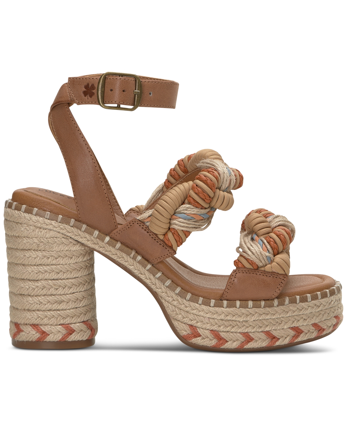 Shop Lucky Brand Women's Jewelly Braided Ankle-strap Espadrille Platform Sandals In Natural Black Braid