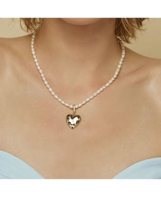 14k Gold Plated Memories Base Pearl Necklace Holiday Gift Idea