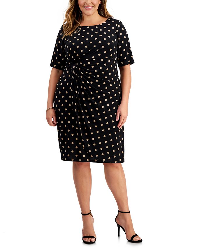 Connected Plus Size Dot-Print Side-Tab Sheath Dress - Macy's