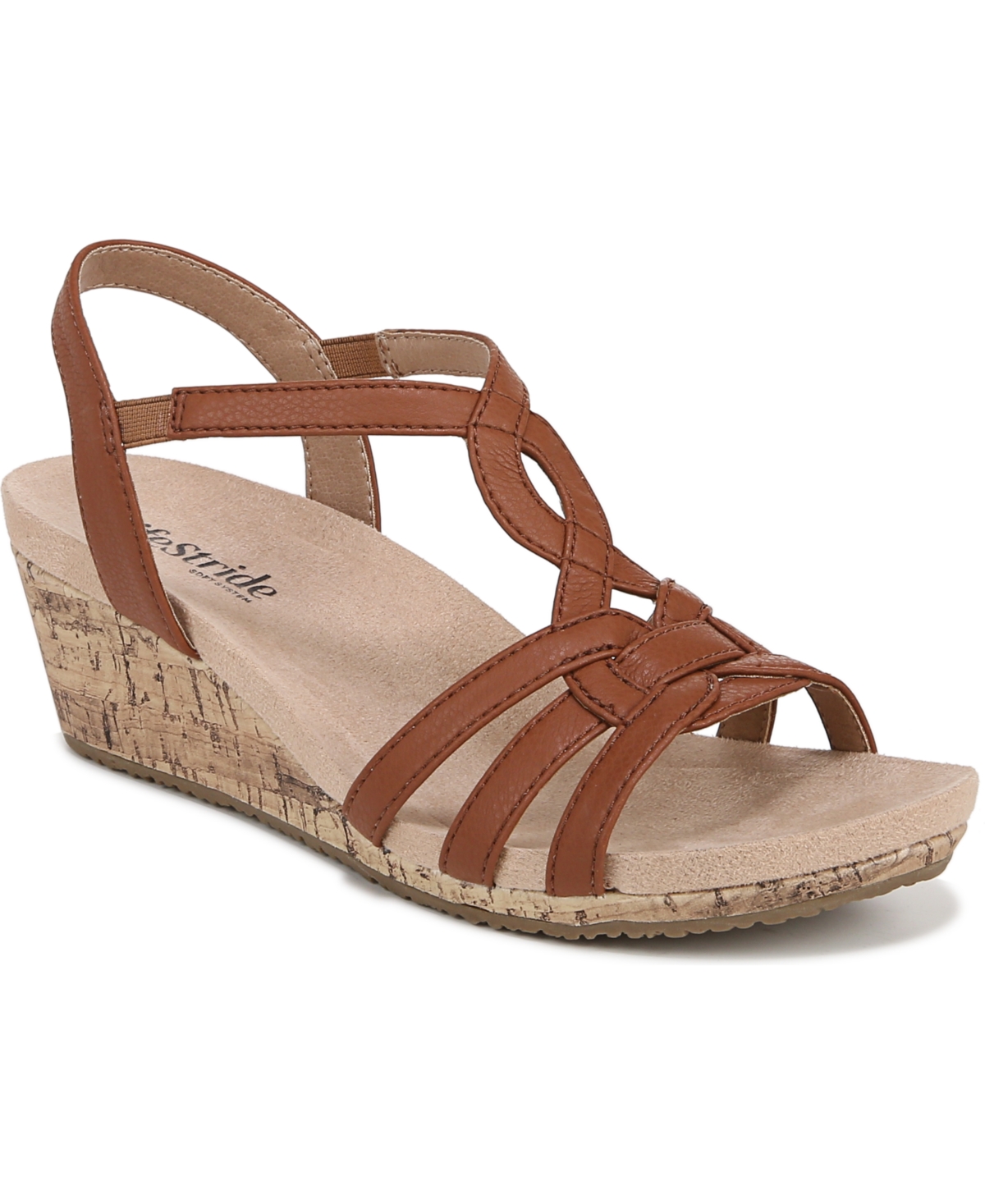 Monaco 2 Strappy Wedge Sandals - Tan Faux Leather