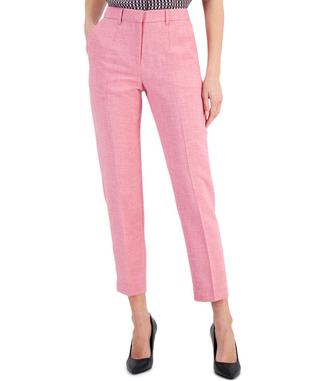 Shop T Tahari Women's Slim-fit Side-pocket Ankle Pants In Bombay Pink