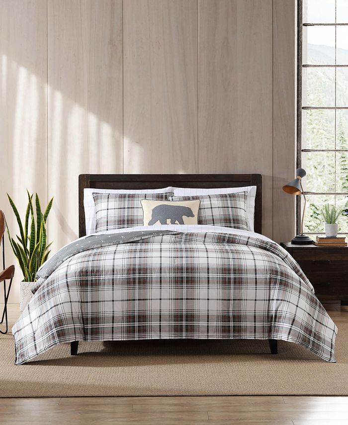 Eddie Bauer Alder Plaid Charcoal Comforter Set, King - Macy's