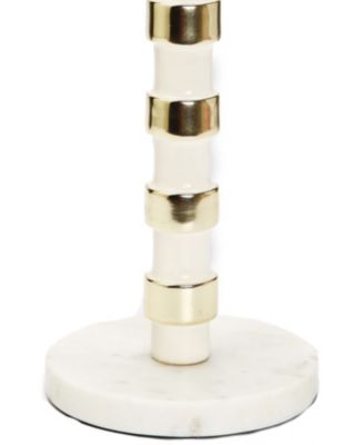 Gold-Tone Taper Candle Holder on Marble Base, 12" H