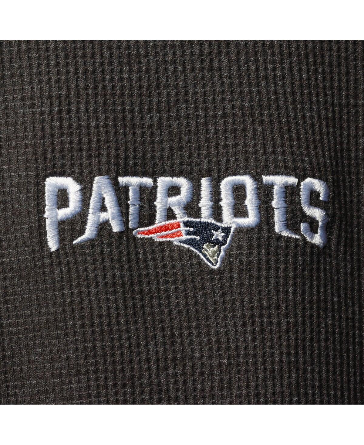 DUNBROOKE MEN'S DUNBROOKE HEATHERED GRAY NEW ENGLAND PATRIOTS LOGO MAVERICK THERMAL HENLEY LONG SLEEVE T-SHIRT 