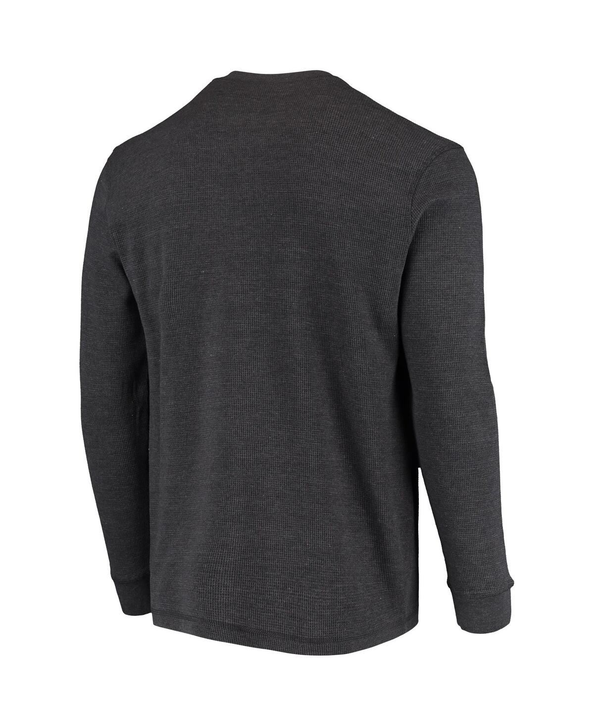 DUNBROOKE MEN'S DUNBROOKE CHARCOAL PHILADELPHIA EAGLES LOGO MAVERICK THERMAL HENLEY LONG SLEEVE T-SHIRT 