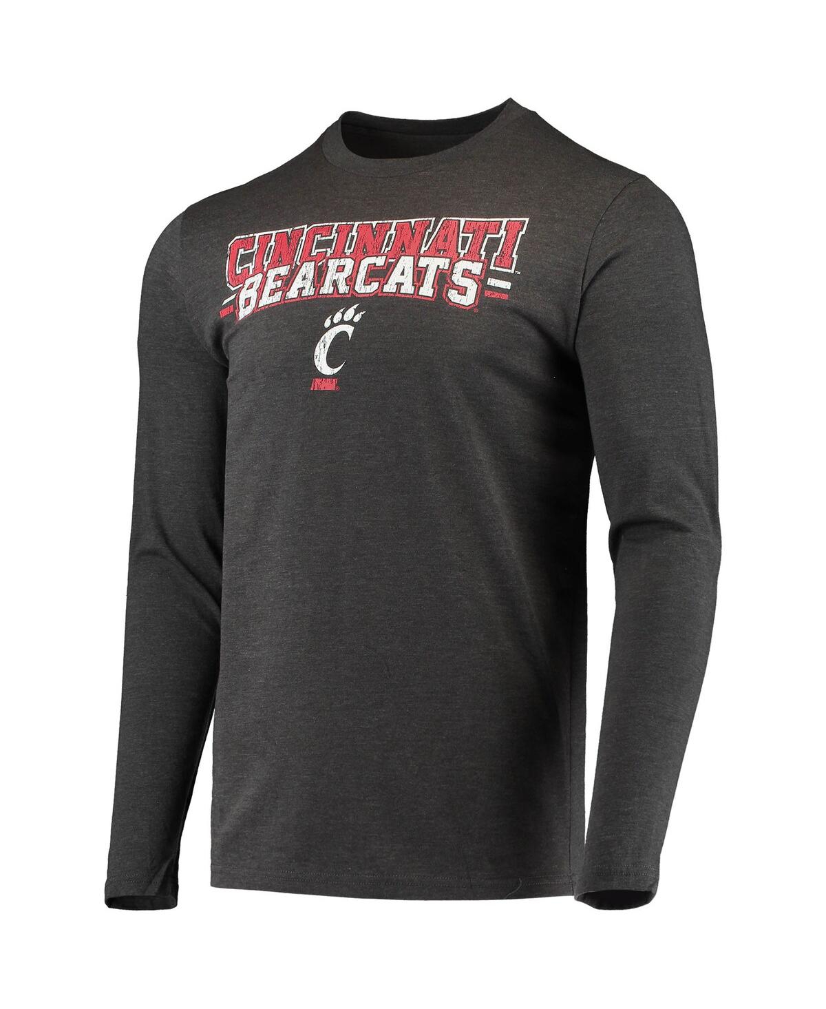 Concepts Sport Red/heathered Charcoal Cincinnati Bearcats Meter Long Sleeve T-shirt & Pants Sleep Se In Red,heathered Charcoal