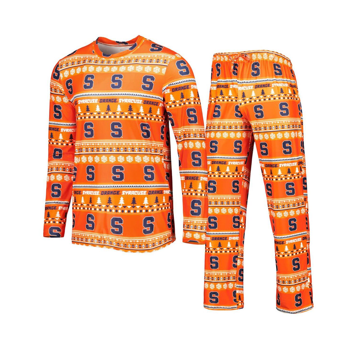 Men's Orange Syracuse Orange Swivel Long Sleeve T-shirt and Pants Sleep Set