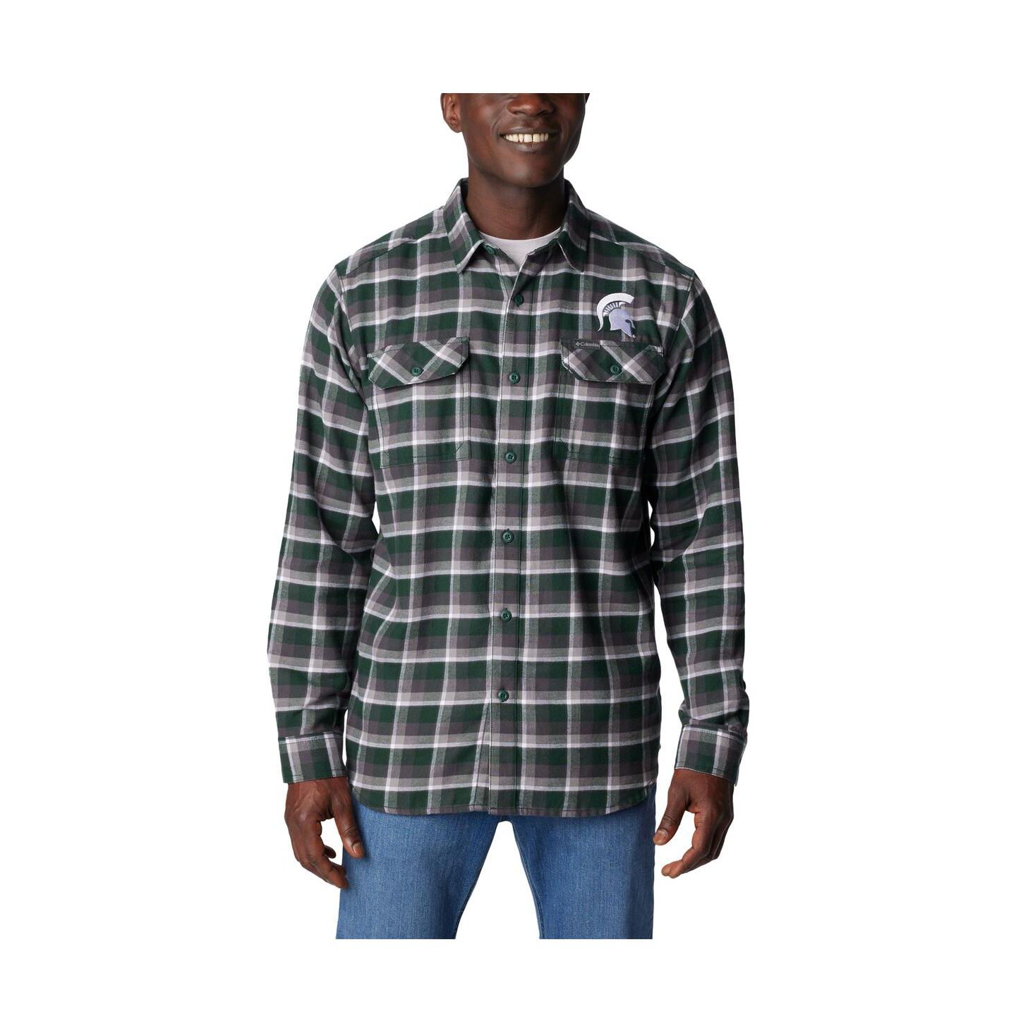 Мужская рубашка Columbia Green Michigan State Spartans Flare Gun Flannel Long Sleeve — фото 1