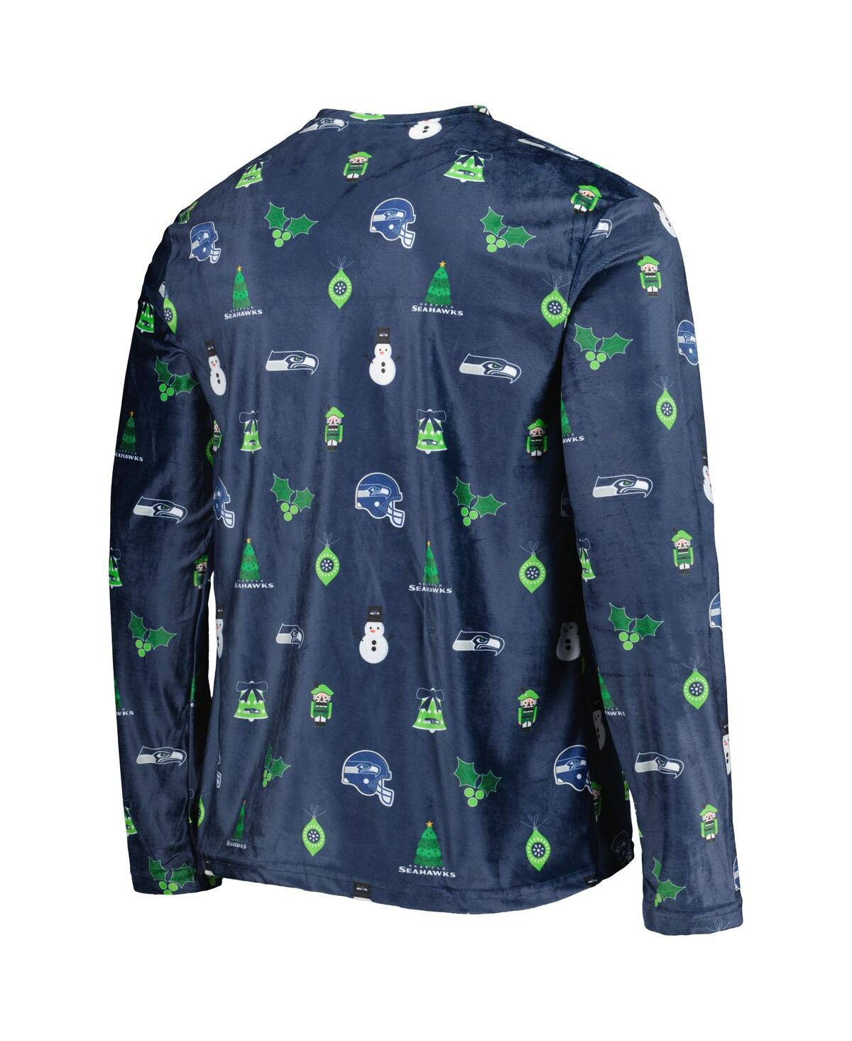 Shop Foco Men's  College Navy Seattle Seahawks Holiday Repeat Long Sleeve T-shirt