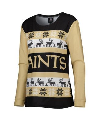 Women's Black New Orleans Saints Holiday Ugly Pajama Set