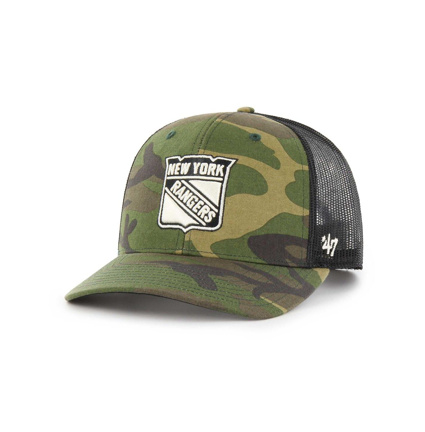 Мужская кепка '47 Brand Camo, Black New York Rangers Trucker Snapback Hat — фото 1