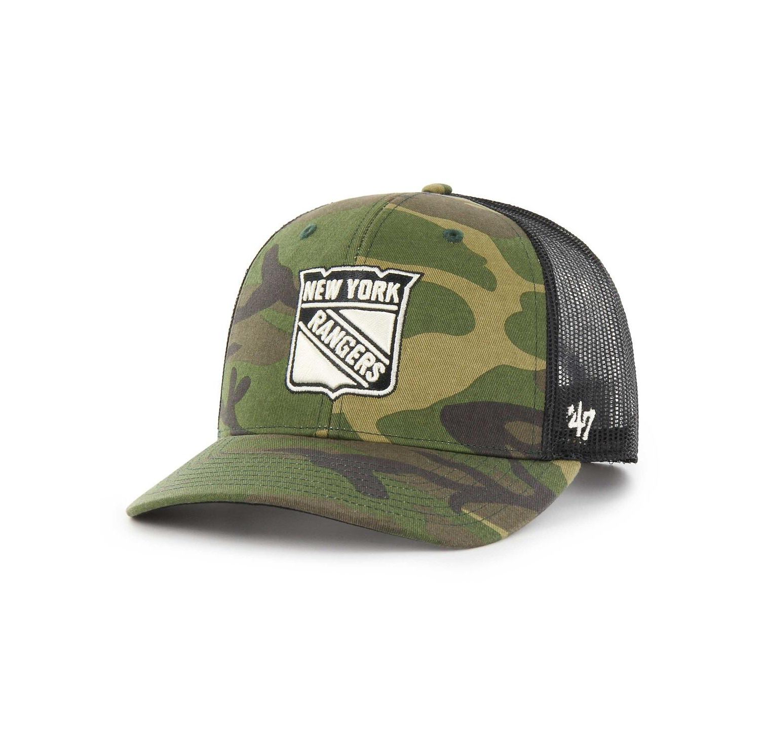 Men's Camo, Black New York Rangers Trucker Snapback Hat