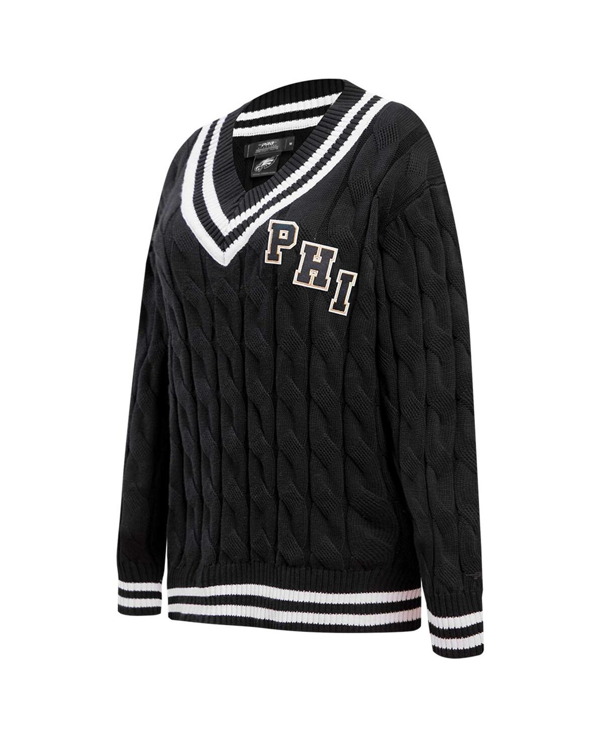 Women's Pro StandardPhiladelphia Eagles Prep V-Neck Pullover Sweater - Black