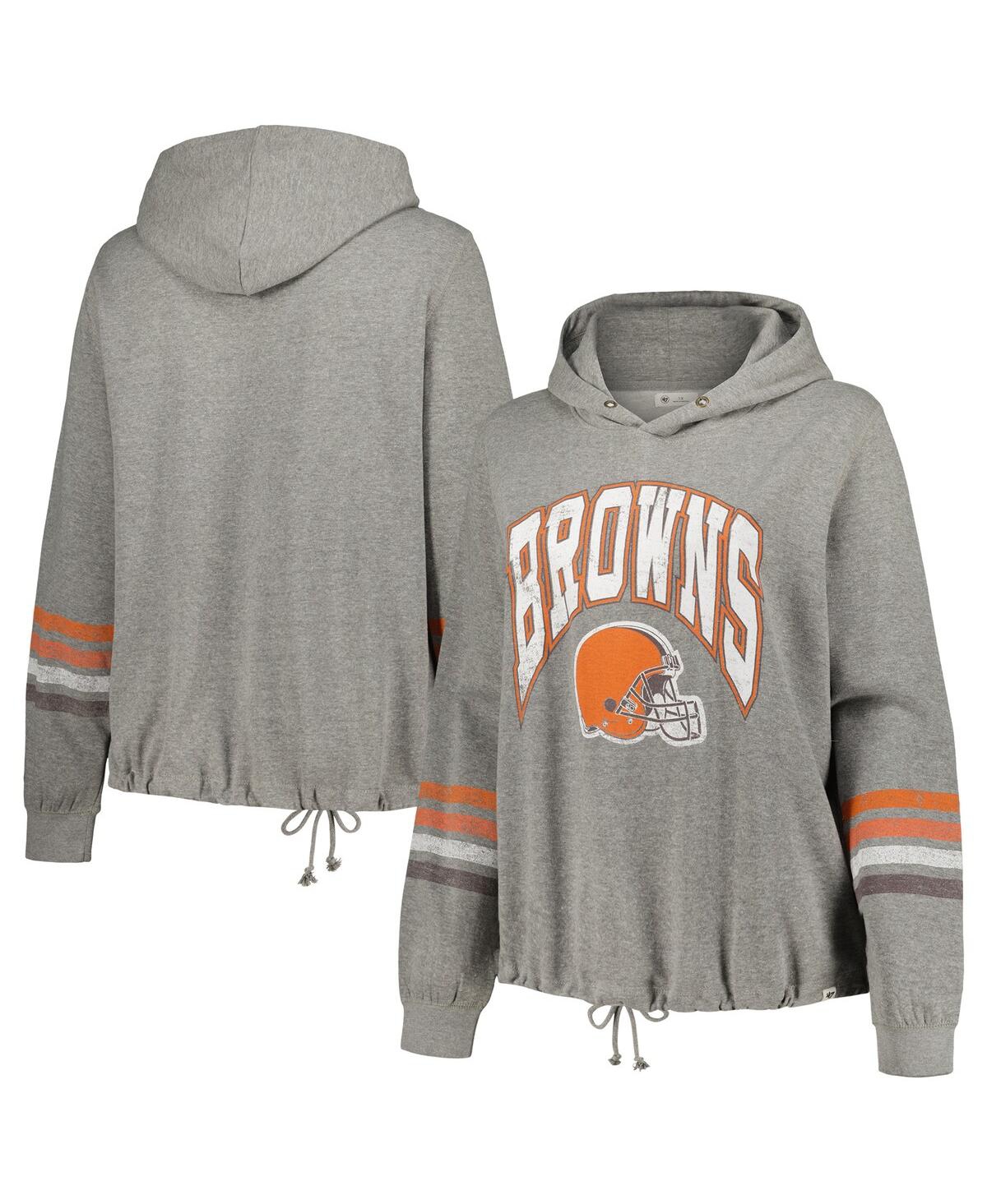 47 Brand Women's ' Heather Gray Distressed Cleveland Browns Plus Size Upland Bennett Pullover Hoodie