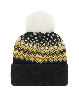 Women's Black Pittsburgh Penguins Elsa&nbsp;Cuffed Knit Hat with Pom