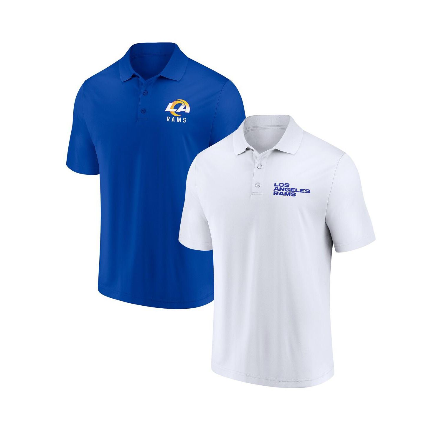 Men's White, Royal Los Angeles Rams Lockup Two-Pack Polo Shirt Set