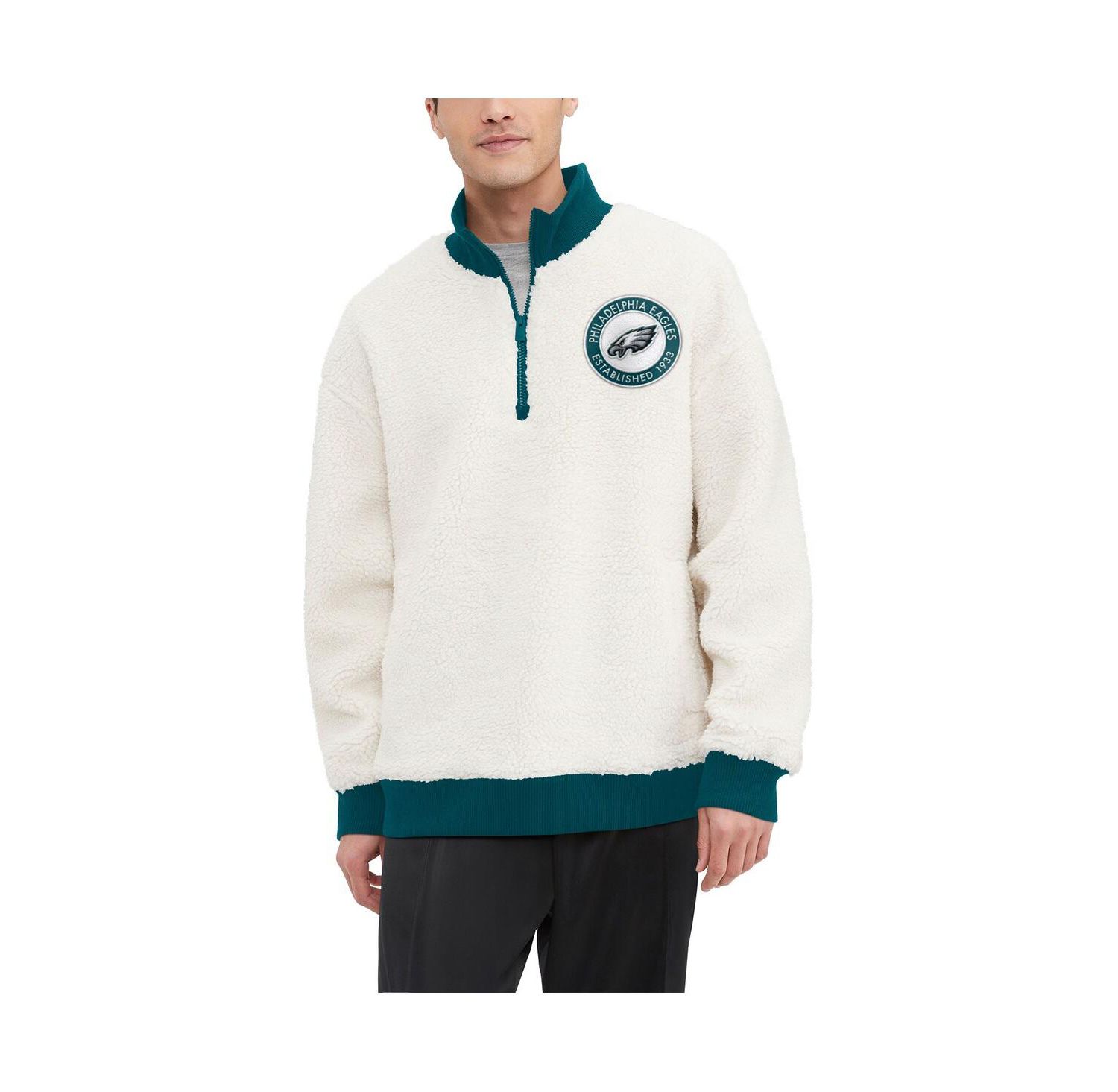Men's Cream Philadelphia Eagles Jordan Sherpa Quarter-Zip Sweatshirt