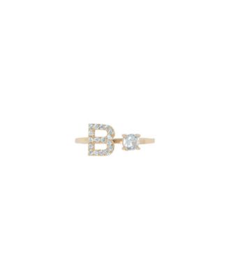 KC Chic Designs Crystal Initial Adjustable Gold-Tone Ring - Macy's