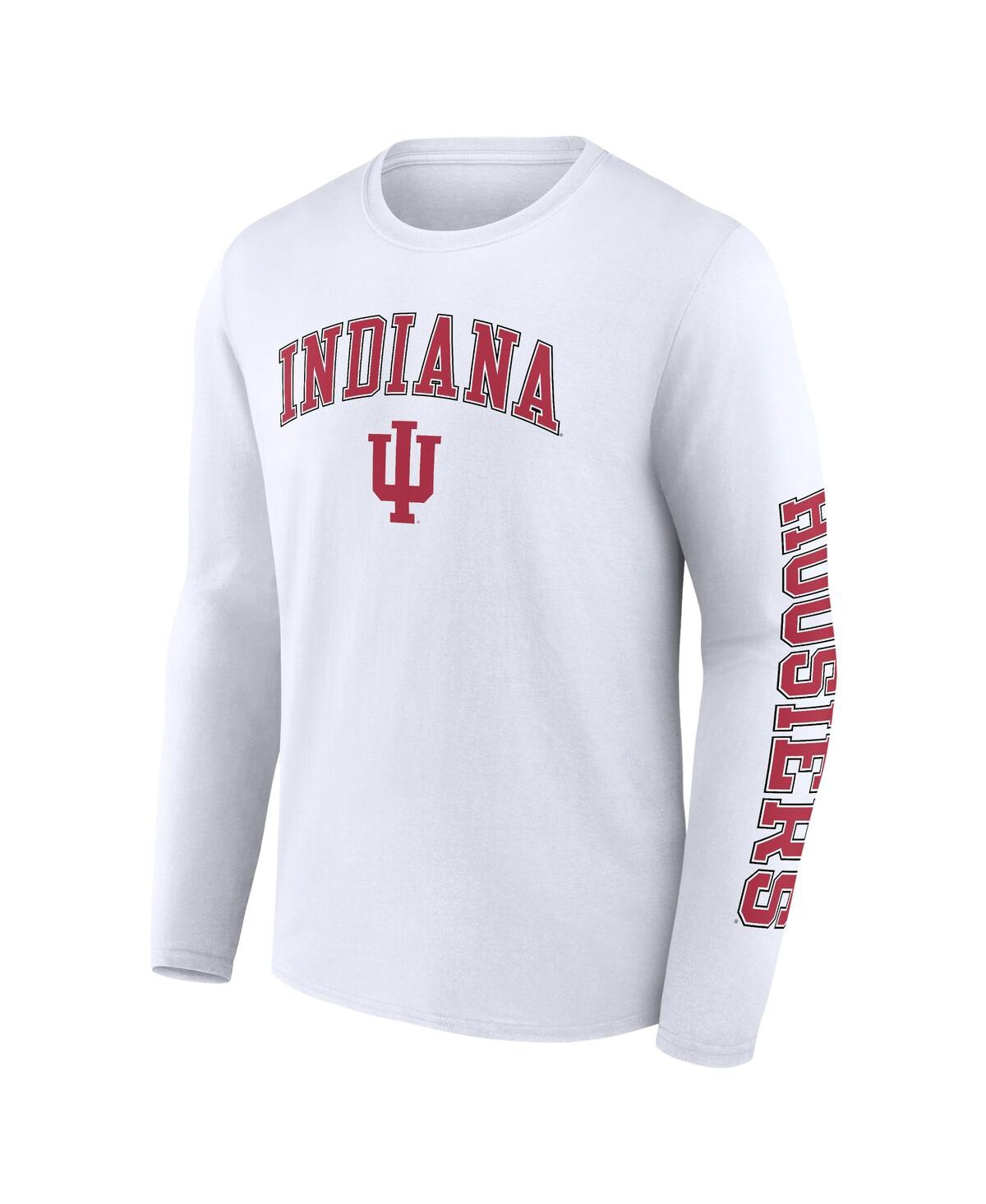 Men's FanaticsIndiana Hoosiers Distressed Arch Over Logo Long Sleeve T-shirt - White