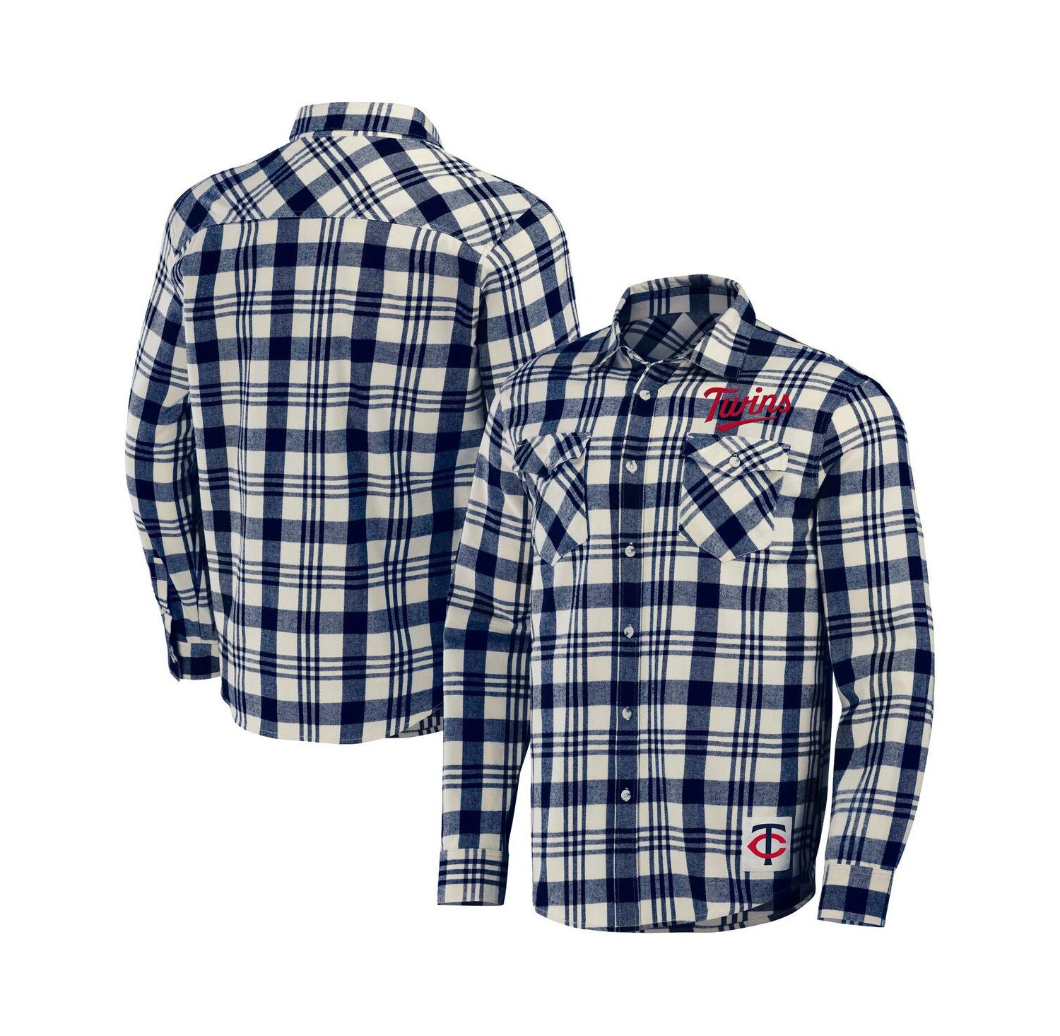 Men's Darius Rucker Collection by Navy Minnesota Twins Plaid Flannel Button-Up Shirt