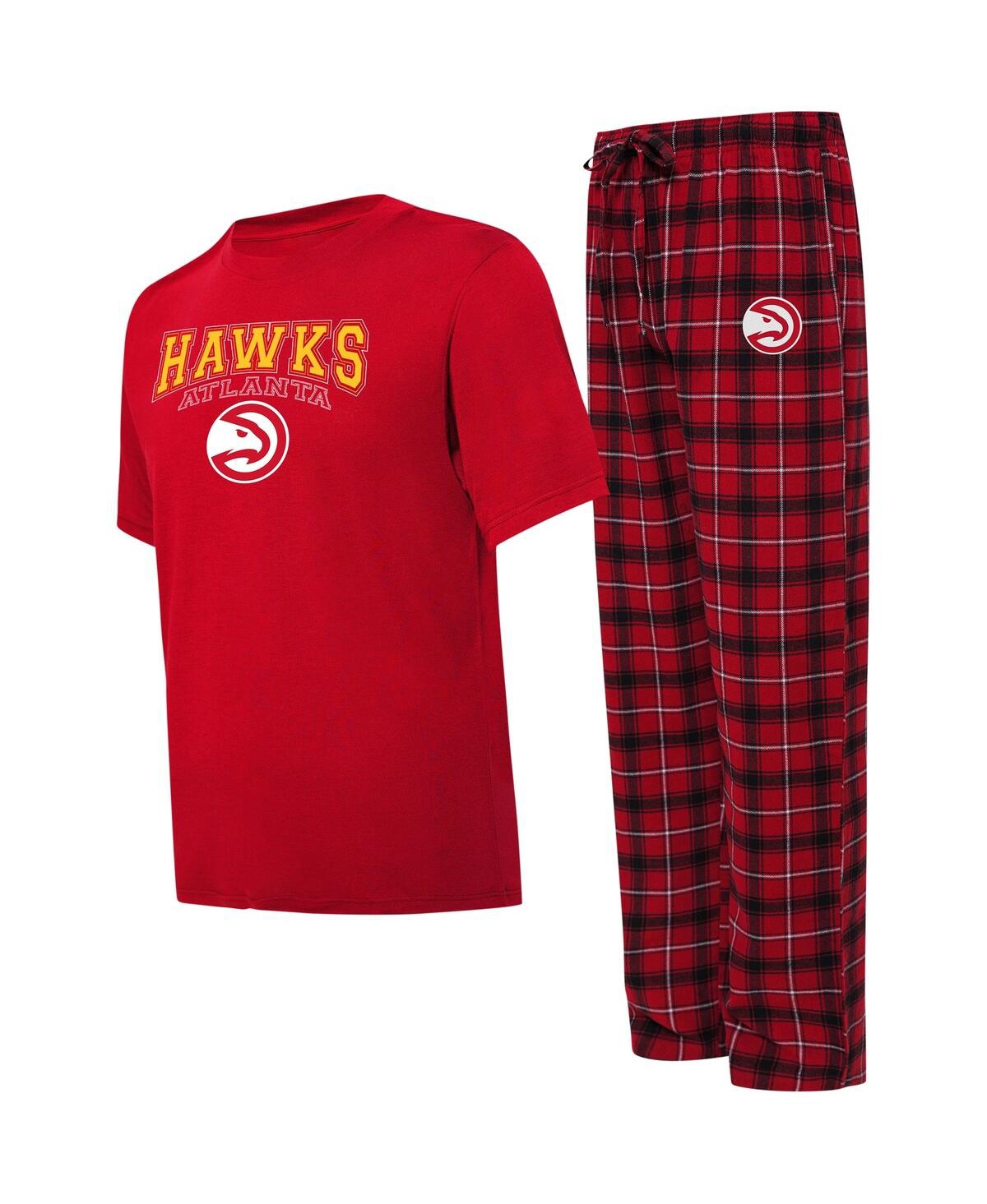 Men's College Concepts Red, Black Atlanta Hawks Arctic T-shirt and Pajama Pants Sleep Set - Red, Black