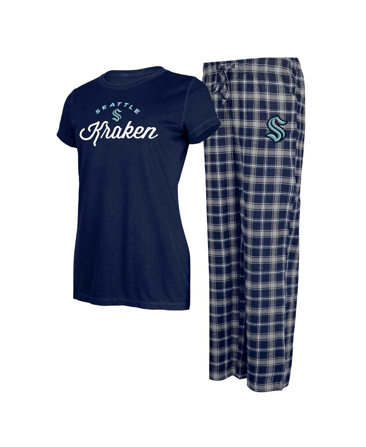 Women's Concepts Sport Navy, Gray Seattle Kraken Arctic T-shirt and Pajama Pants Sleep Set - Navy, Gray