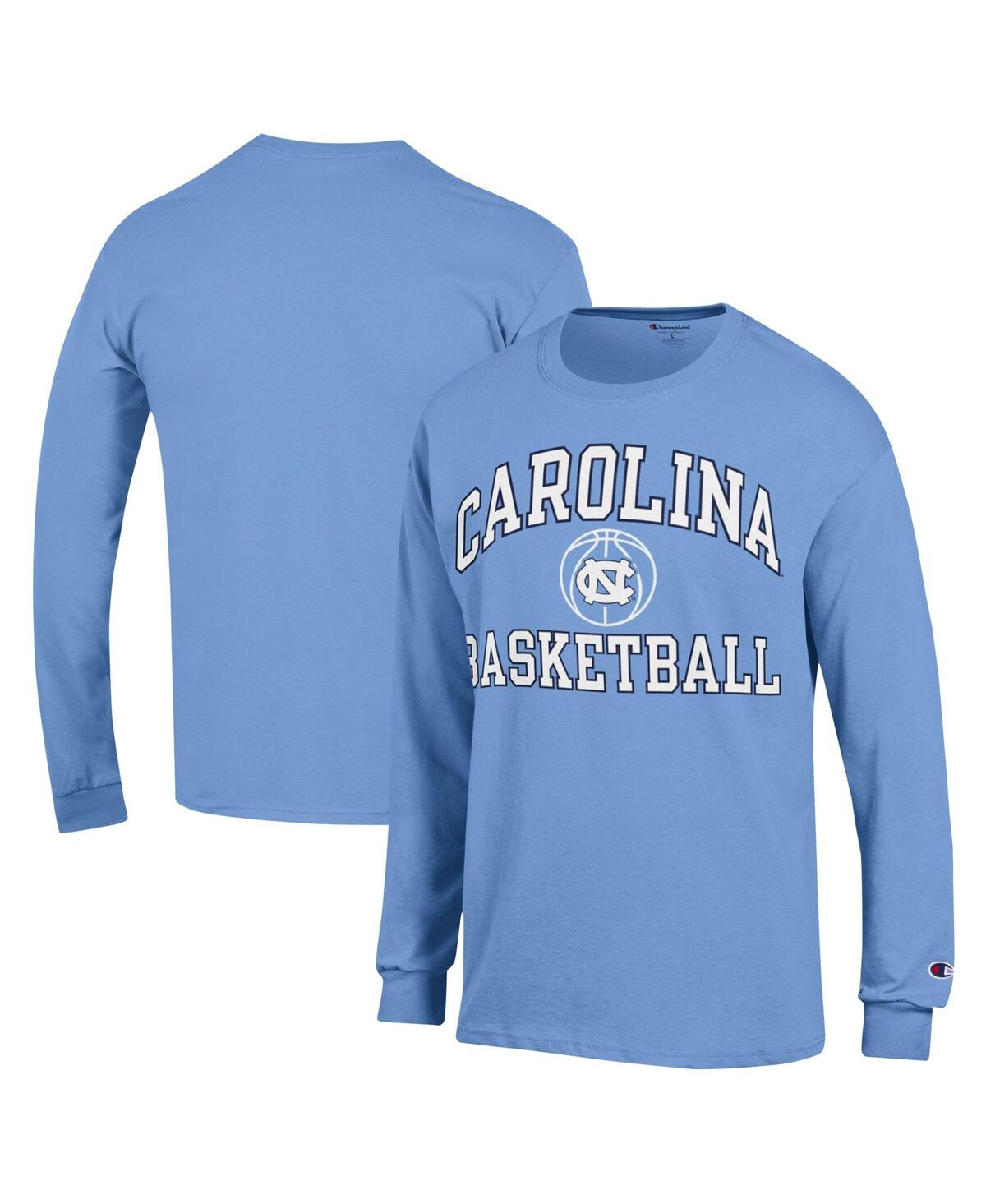 Shop Champion Men's  Light Blue North Carolina Tar Heels Basketball Icon Long Sleeve T-shirt