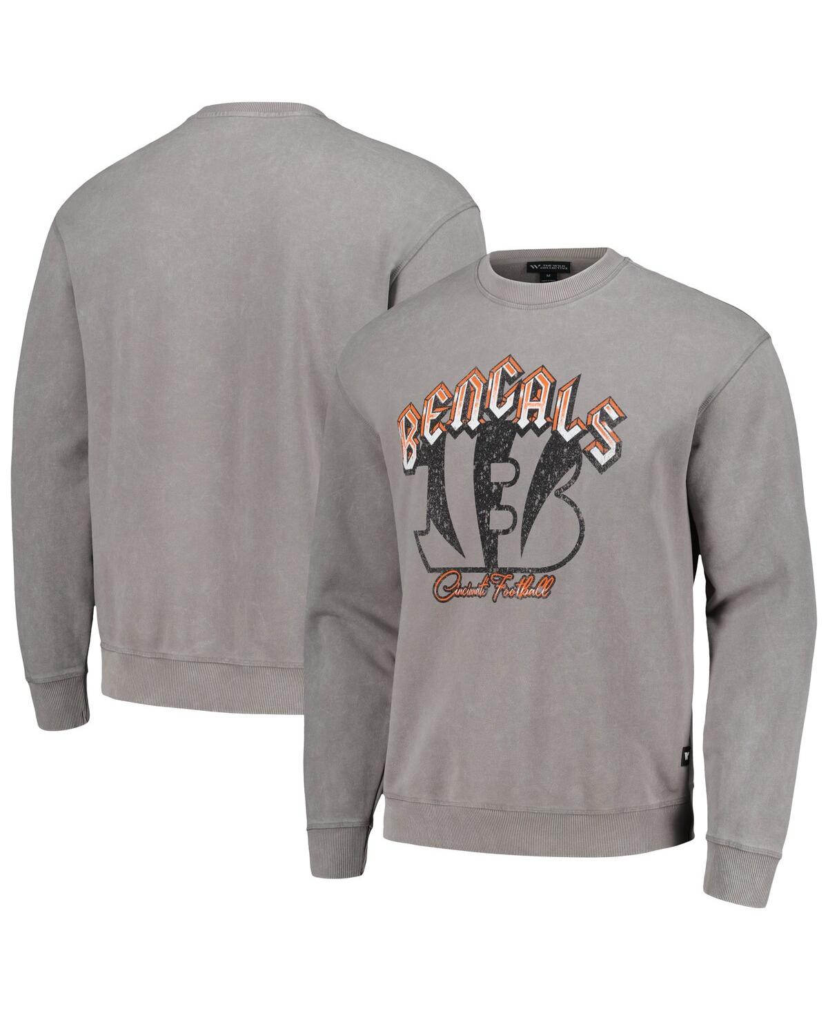 Shop The Wild Collective Men's And Women's  Gray Cincinnati Bengals Distressed Pullover Sweatshirt