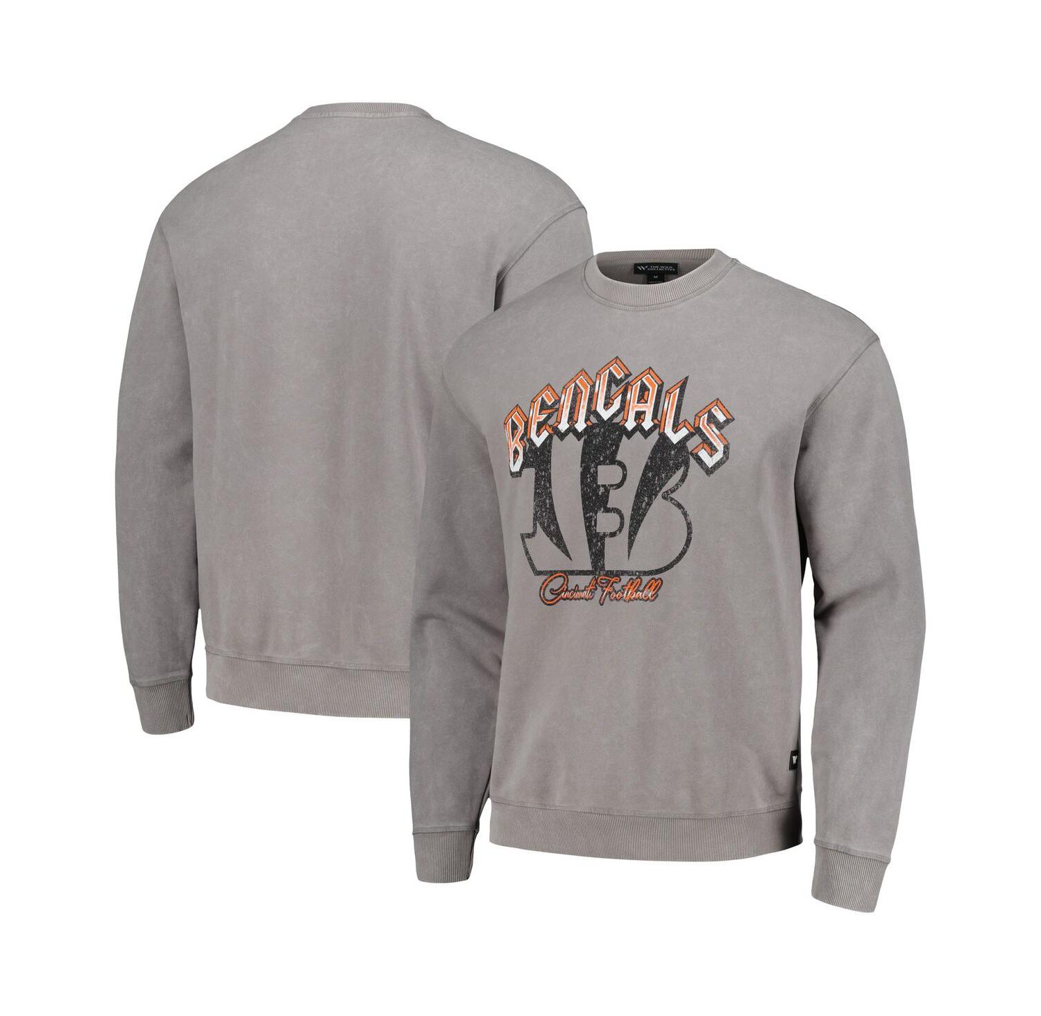 Men's and Women's Gray Cincinnati Bengals Distressed Pullover Sweatshirt