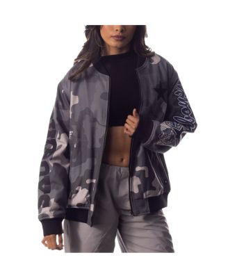 Men's and Women's Gray Distressed Dallas Cowboys Camo Bomber Jacket