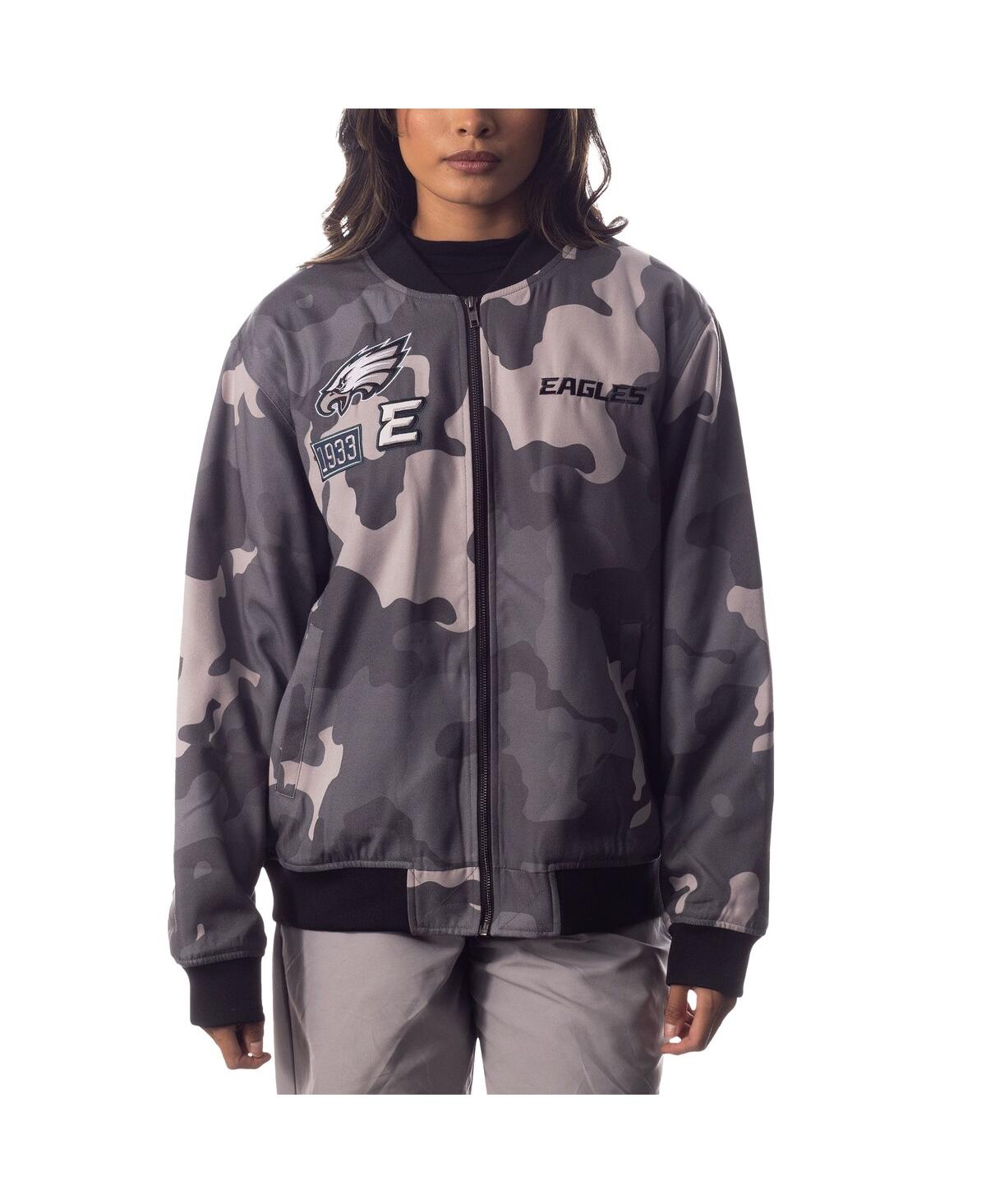 Shop The Wild Collective Men's And Women's  Gray Distressed Philadelphia Eagles Camo Bomber Jacket